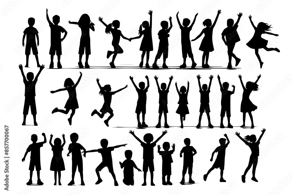 A vector design of children in silhouette. A vector design of children in silhouette.