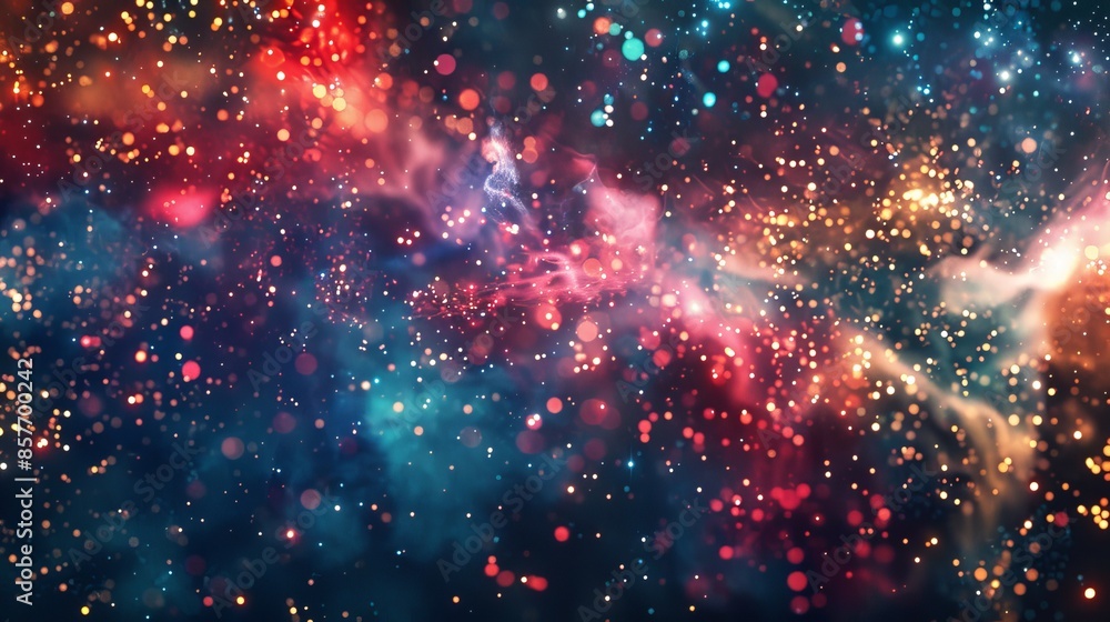 Festive fireworks display, night sky, red, blue, gold. Festive fireworks display, night sky, red, blue, gold.