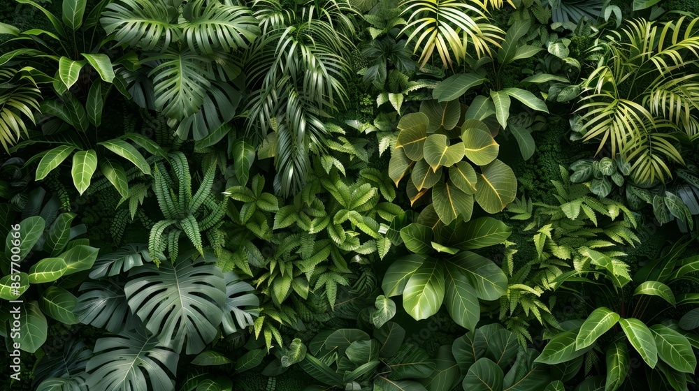 Dense, lush, 3D jungle foliage wall texture Dense, lush, 3D jungle foliage wall texture