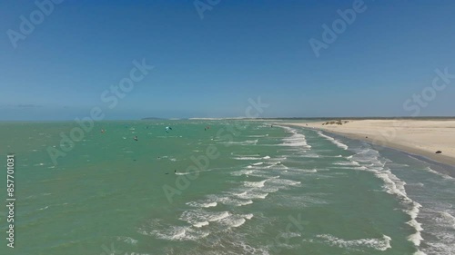 Kitesurfers doing a downwind trip from Guriu towards Tatajuba. photo