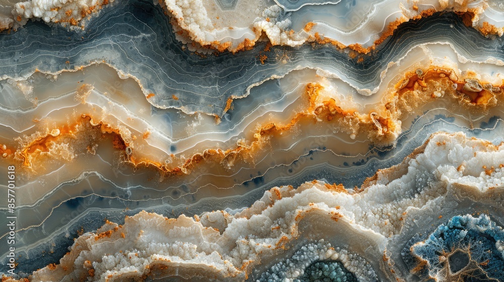 Fototapeta premium Abstract marbling of fiery orange hues and deep blacks