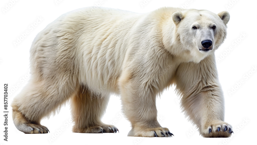 Fototapeta premium White Polar Bear Isolated on a Transparent PNG Background.