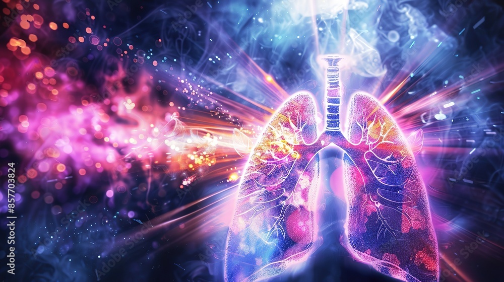 a vibrant image of lungs surrounded by rays of light a vibrant image of lungs surrounded by rays of light