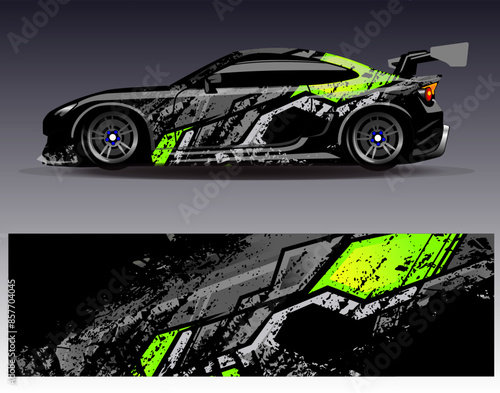 Car wrap design vector.Graphic abstract stripe racing background designs for vehicle, rally, race, adventure and car racing livery