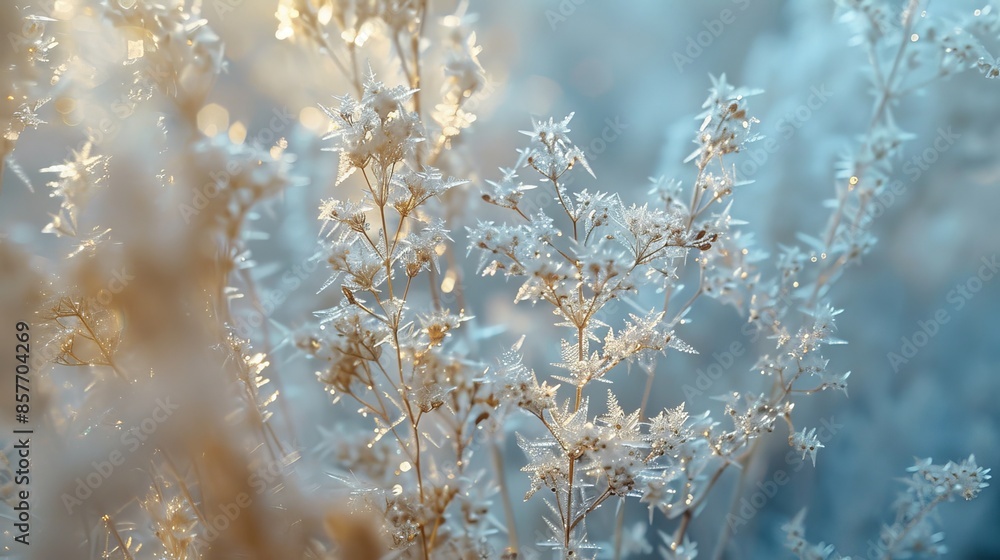 Abstract Frost Flowers on a Windowpane Captured in Detailed Close-Up Abstract Frost Flowers on a Windowpane Captured in Detailed Close-Up