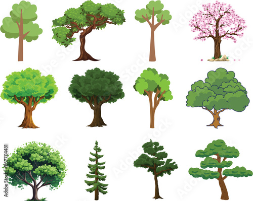 A Set of trees different shaped Adobe Illustrator Artwork