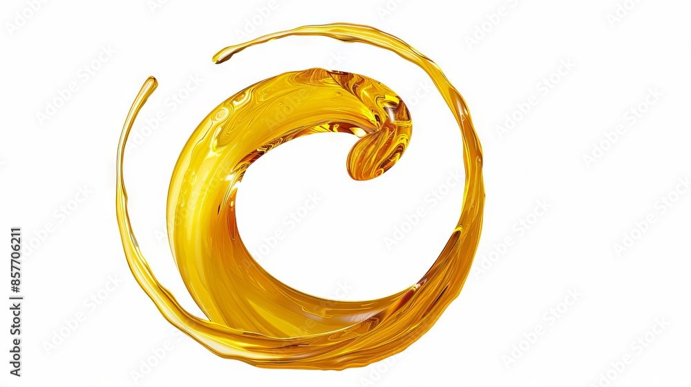 A yellow liquid is swirling in the shape of a letter. A yellow liquid is swirling in the shape of a letter.