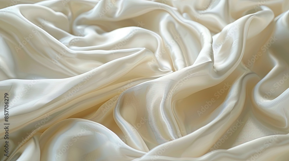 Pristine white satin fabric, offering a pure and elegant visual ideal for themes of simplicity, luxury, and refinement Pristine white satin fabric, offering a pure and elegant visual ideal for themes of simplicity, luxury, and refinement
