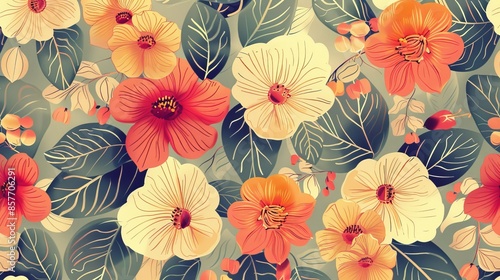 Beautiful floral background with intricate flower patterns