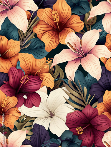 Wallpaper Mural pattern with flowers Torontodigital.ca