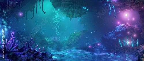 Wallpaper Mural Enchanting Underwater Fantasy Cave with Glowing Marine Life and Mystical Atmosphere Torontodigital.ca