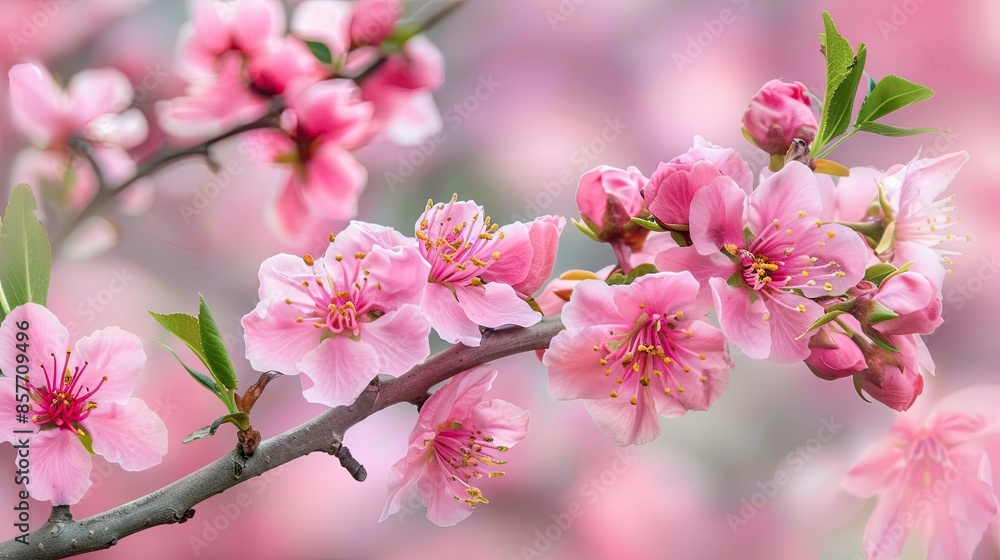 Close-up of delicate peach blossoms in full bloom, evoking the beauty of springtime. Close-up of delicate peach blossoms in full bloom, evoking the beauty of springtime.