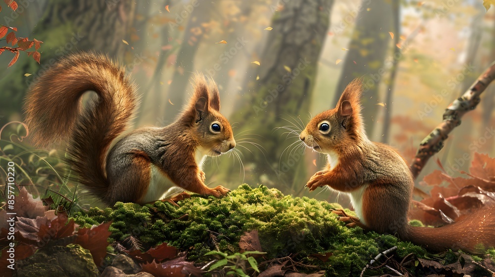 Red Squirrel in the forest. Red Squirrel in the forest.
