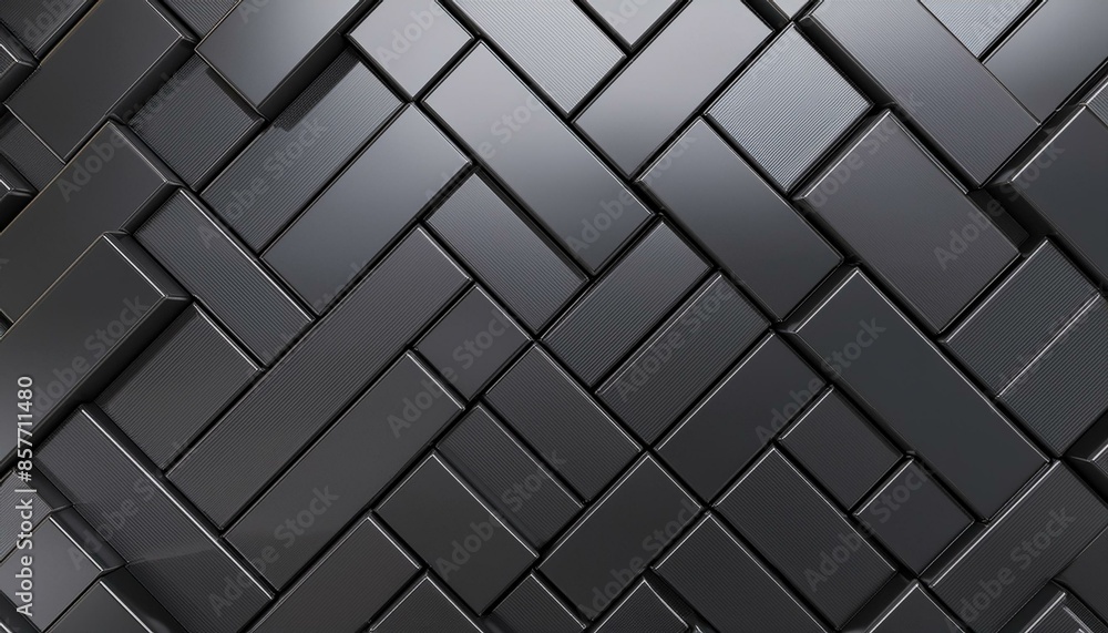polished semigloss wall background with tiles triangular tile wallpaper with 3d black blocks 3d render polished semigloss wall background with tiles triangular tile wallpaper with 3d black blocks 3d render