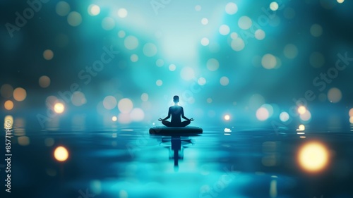 Wallpaper Mural Serene meditation on water with glowing bokeh lights creates a tranquil and calming atmosphere, perfect for relaxation and mindfulness. Torontodigital.ca