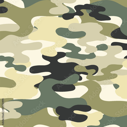 Abstract military camouflage pattern in green shades