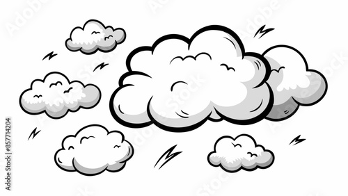 Collection of manga-style cloud, special effects, sketch, plain vector