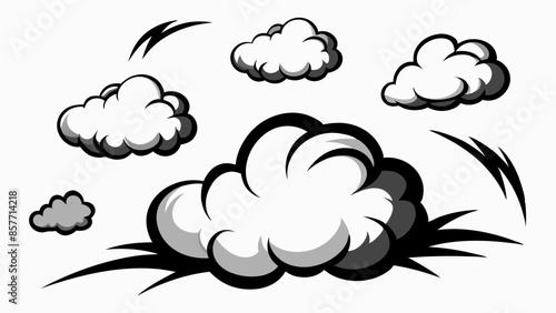 Collection of manga-style cloud, special effects, sketch, plain vector