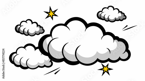 Collection of manga-style cloud, special effects, sketch, plain vector