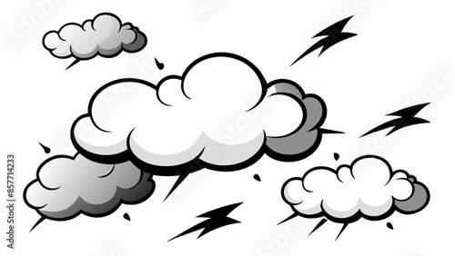 Collection of manga-style cloud, special effects, sketch, plain vector