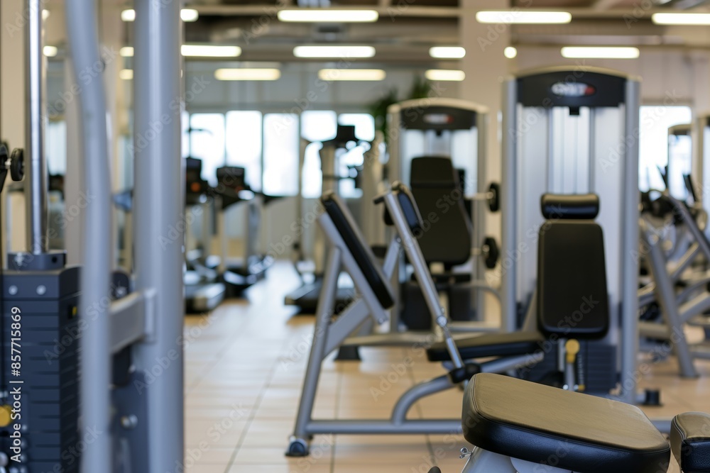 Fototapeta premium Contemporary indoor gym featuring top notch equipment for effective and high quality workouts