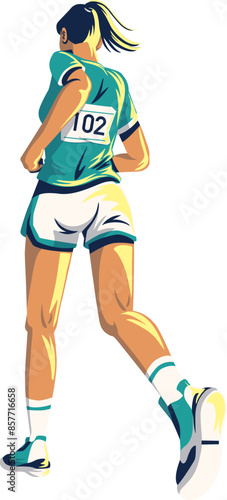 Female Marathon Runner Illustration