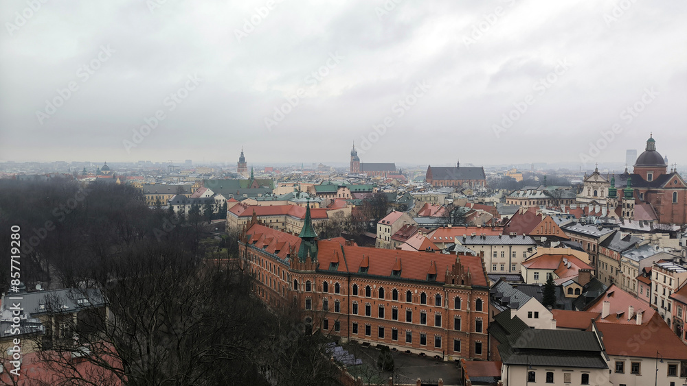 Fototapeta premium Krakow city in Poland in bright winter day