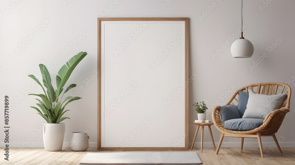 Frame mockup, ISO A paper size. Interior mockup with house background. Modern interior design. Living room wall poster mockup ,3D render Frame mockup, ISO A paper size. Interior mockup with house background. Modern interior design. Living room wall poster mockup ,3D render