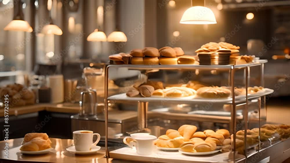 Coffee Shop Display With Pastries and Coffee Generative AI Coffee Shop Display With Pastries and Coffee Generative AI