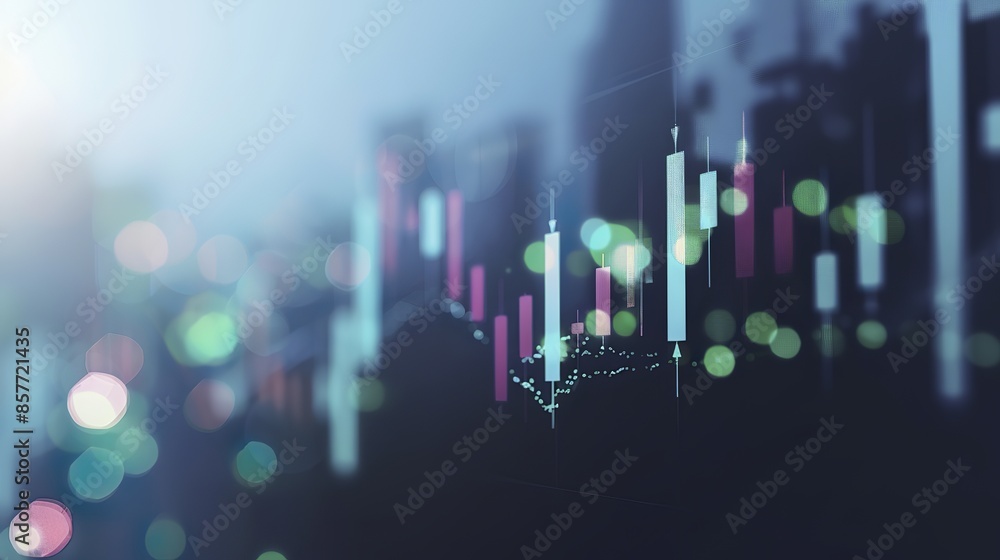 Financial graph with downward candlestick chart and skydiving sales loading concept Financial graph with downward candlestick chart and skydiving sales loading concept