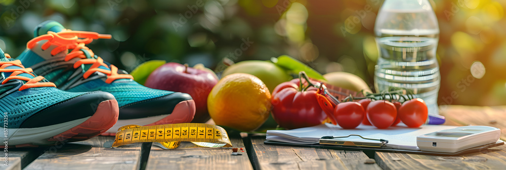 Fototapeta premium Balancing Diet, Exercise and Hydration: An Integrated Approach to Weight Loss