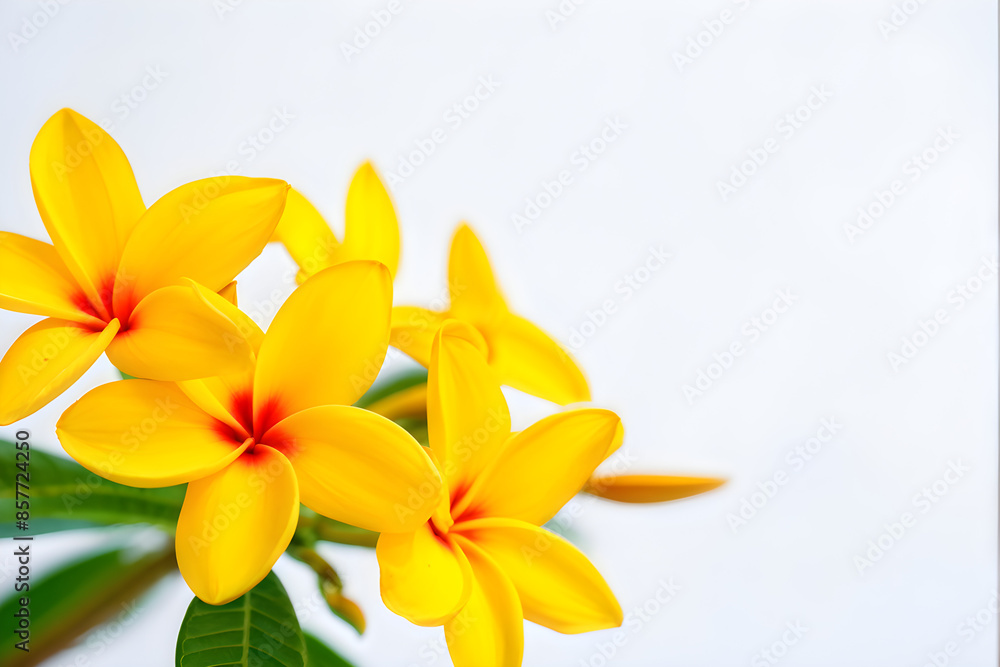 Fresh beautiful Plumeria Rubra yellow flower isolated on white background Fresh beautiful Plumeria Rubra yellow flower isolated on white background