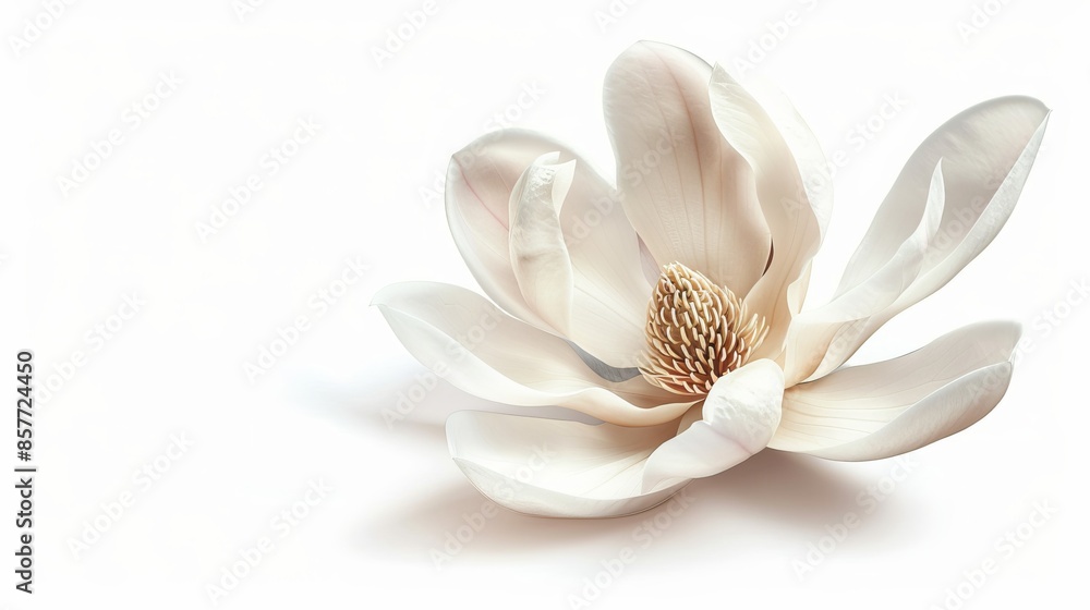 Stunning White Magnolia Flower Portrait on White Background – AI Generated Stunning White Magnolia Flower Portrait on White Background – AI Generated