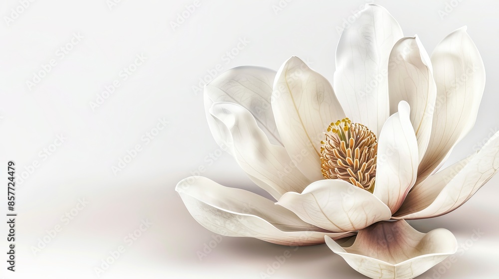 Stunning White Magnolia Flower Portrait on White Background – AI Generated Stunning White Magnolia Flower Portrait on White Background – AI Generated