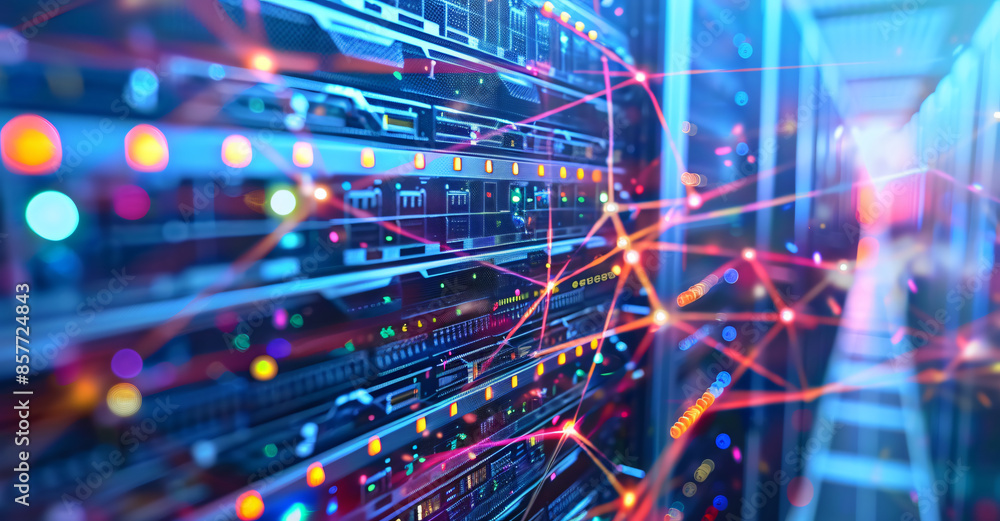 abstract digital banner of security network connection with data center and web server in background, abstract concept for smart technology or internet security abstract digital banner of security network connection with data center and web server in background, abstract concept for smart technology or internet security