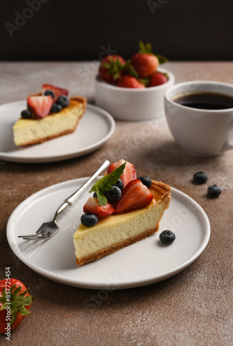 New York cheesecake slice with berries