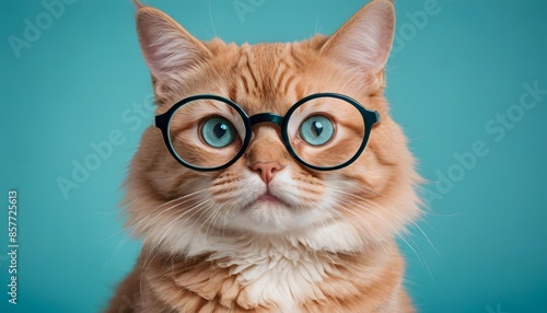 A Cat in Glasses Gazing Into the Camera