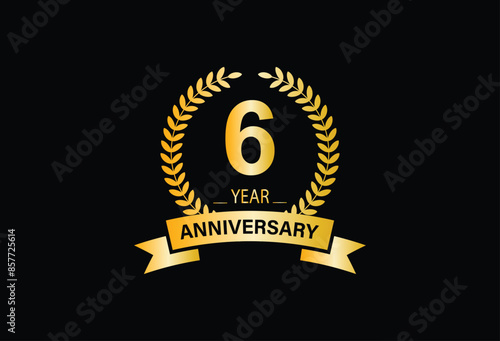 6 years anniversary, Anniversary celebration logo design. vector template illustration