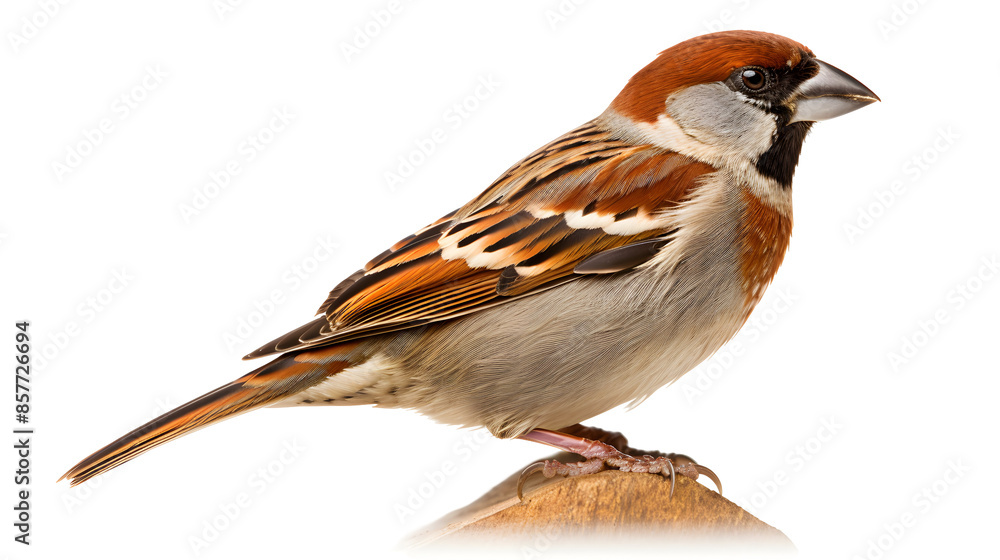 Sparrow sits on stone, side view Sparrow sits on stone, side view
