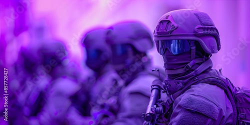 Purple demilitarization symbolizes reducing militarization in law enforcement. Concept Activism, Anti-militarization, Advocacy, Symbolism, Law Enforcement