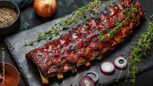 Savory Grilled Pork Ribs for Summer BBQ Generative AI photo