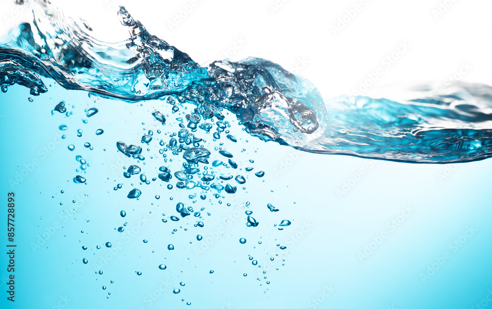 Water Splashing. Air Bubbles Float Up. Water Wave, Oxygen Relaxation. Blue Water Textured on White Background.
Water Splashing. Air Bubbles Float Up. Water Wave, Oxygen Relaxation. Blue Water Textured on White Background.