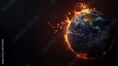 Wallpaper Mural Climate Change Global Warming A dark image of Earth with one half ablaze Torontodigital.ca