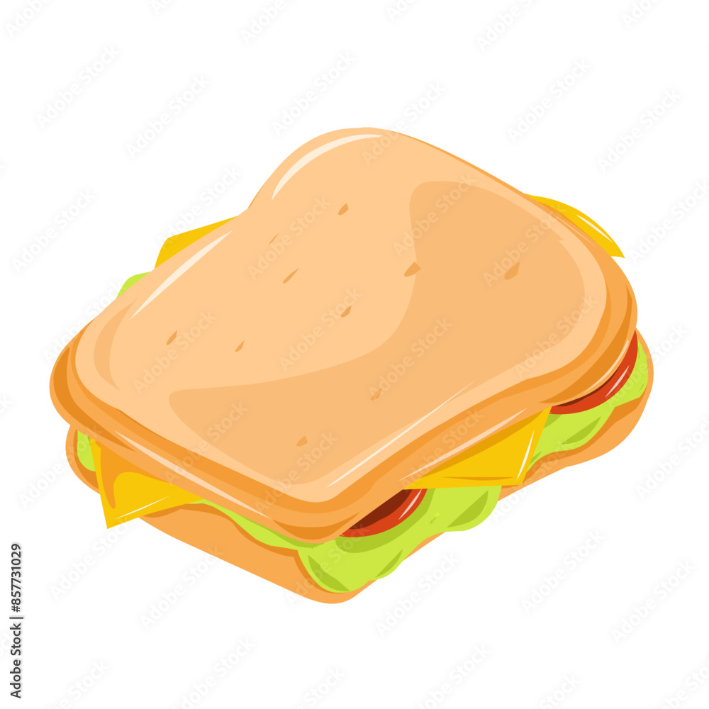 ham and cheese sandwich, Vector art illustration of a sandwich with vegetable and cheese filling ham and cheese sandwich, Vector art illustration of a sandwich with vegetable and cheese filling