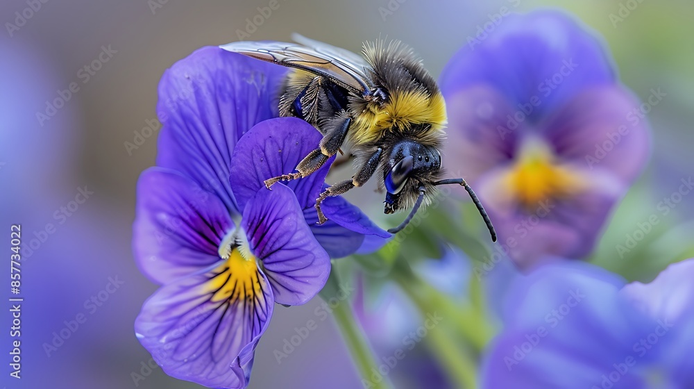bee on pansy flower bee on pansy flower