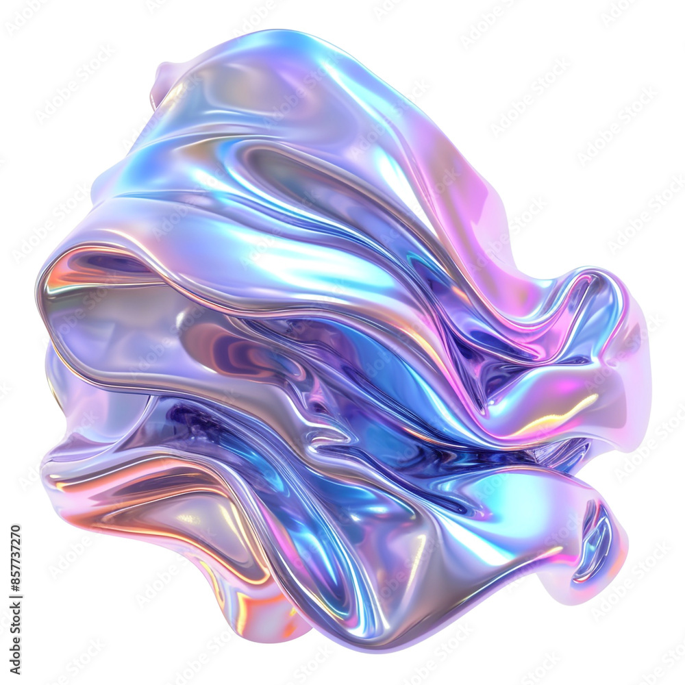 Iridescent fluid 3D shape isolated on white background Iridescent fluid 3D shape isolated on white background