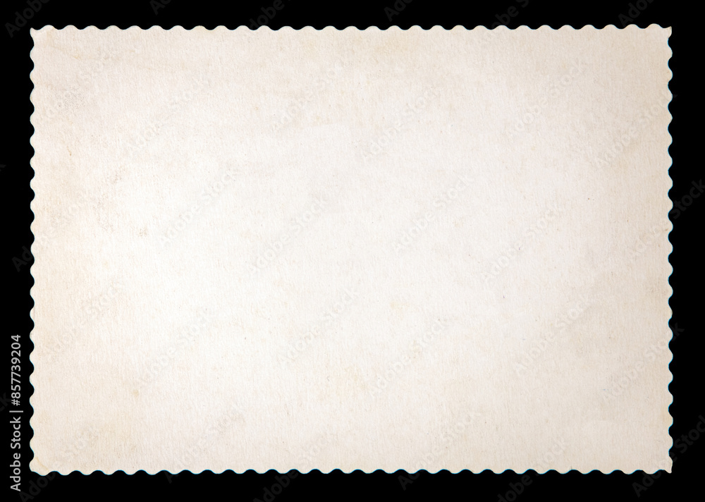 Fototapeta premium Reverse side of an old photo print with a decorative border.