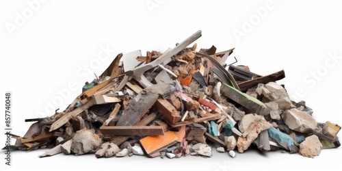 Wallpaper Mural Construction debris from concrete, asphalt after the construction of the house isolated on white background. Torontodigital.ca