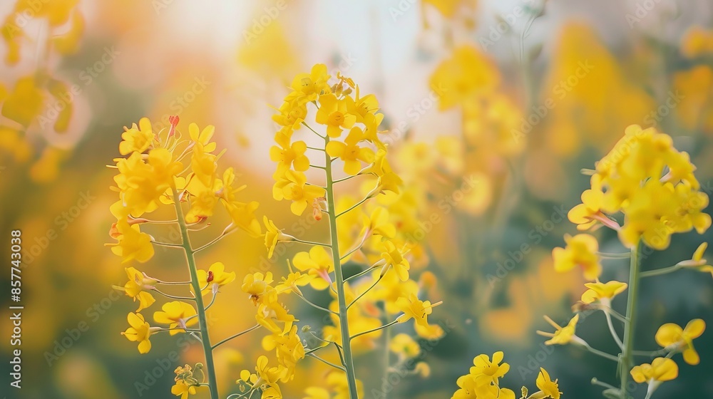 Bright Yellow Summer Flowers Blooming in Sunlight, Natural Botanical Garden Scene Bright Yellow Summer Flowers Blooming in Sunlight, Natural Botanical Garden Scene