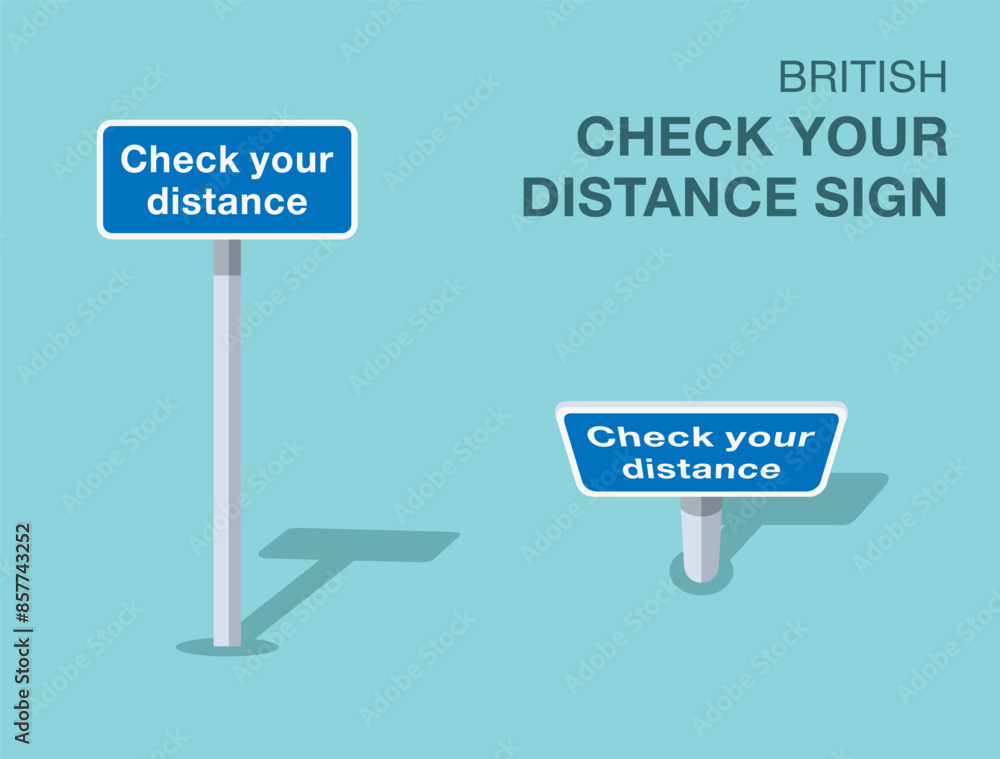 Sample Distance Signs Traffic regulation rules. Isolated British
